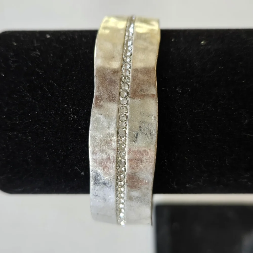 Silver & Rhinestones Bracelet Cuff